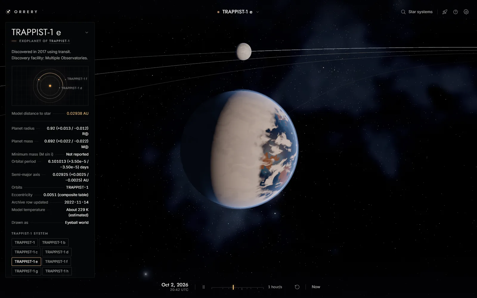 TRAPPIST-1 e, one of the seven planets around TRAPPIST-1